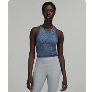 Blue Sleeveless Crop Tank Top Fitted